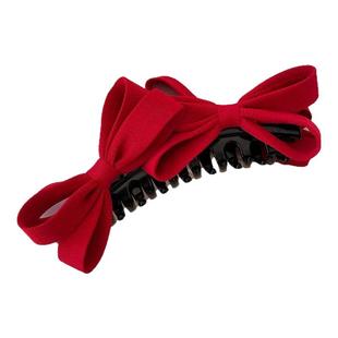 香蕉夹格纹夹本命年发夹量大号红色大发蝴蝶结新年竖马尾抓夹头饰