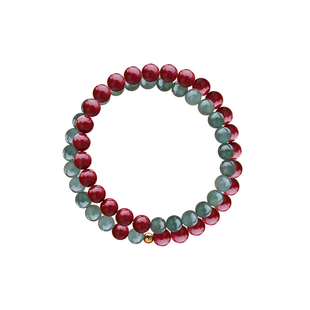 朱砂翡翠手串五行补火木喜火缺木属性双圈多圈手链女款高级感串珠