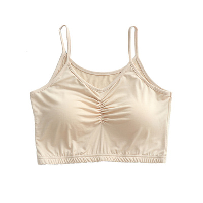 短款莫代尔带胸垫吊带吊带背心