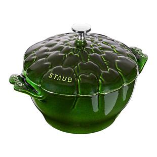 自营 Staub 铸铁 3 夸脱朝鲜蓟砂锅 - 罗勒 美国奥莱直发