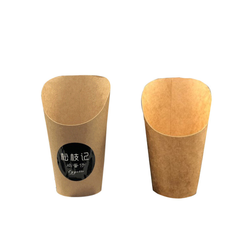 鸡蛋仔杯斜口防油杯松枝牛皮纸薯条盒冰淇淋鸡米花炸鸡盒 包邮