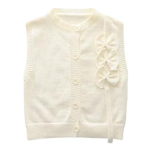 女童毛衣开衫马甲春秋新款女宝宝韩版针织背心洋气小童背心外穿
