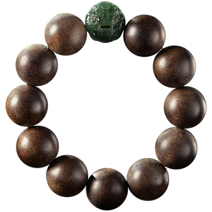 天然奇楠沉香手串沉水级棋楠男女士木质佛珠文玩手链和田玉貔貅