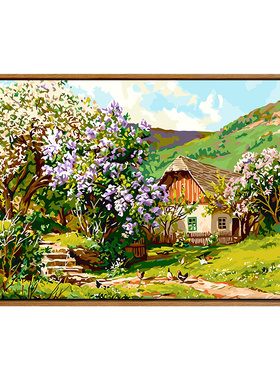 雅调田园小屋diy数字油画材料包