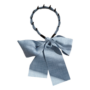 韩系复古牛仔飘带发箍女2025新款高颅顶头箍发卡子蝴蝶结编带发捆