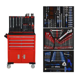 旺邦汽修机修组套工具车216件181件352件套绝缘电工套移动手推柜