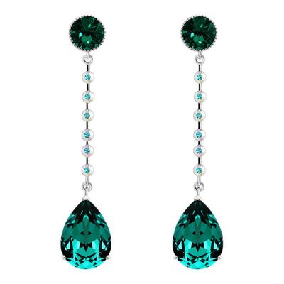流苏祖母绿水晶水滴耳环适合夏天