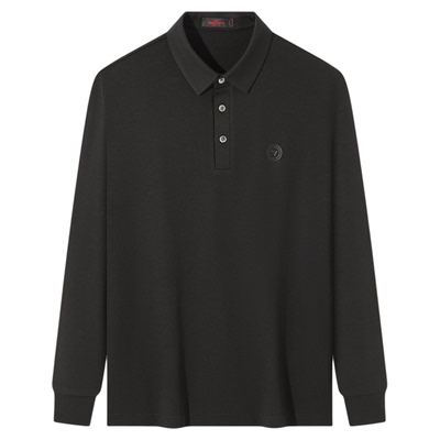 【含羊毛】柒牌长袖Polo衫男士2025秋冬新款商务休闲莫代尔t恤男