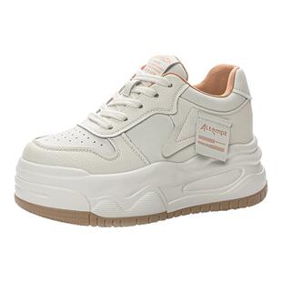 7cm厚底内增高小白鞋女真皮百搭休闲运动增高轻便板鞋ins潮老爹鞋