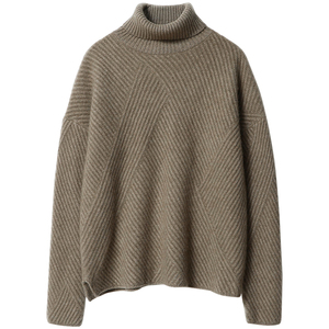 工艺不得了！意大利斜纹~冬新款高领羊绒衫女纯羊绒毛衣宽松加厚