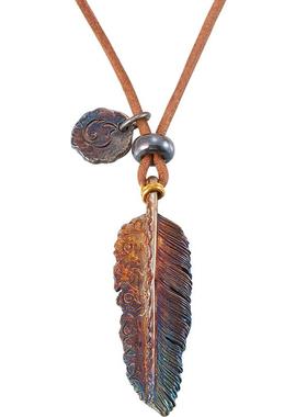 口力米大设计师款「涅槃重生」羽毛吊坠男潮复古纯银手工定制项链