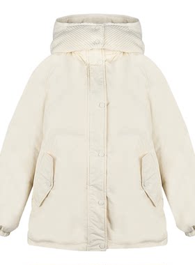 大兜针织90白鹅绒连帽羽绒服外套