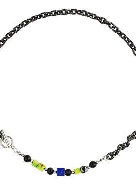 Killwmmer方块彩石珍珠拼接项链