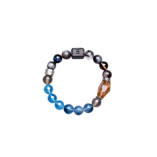 【定制平衡喜用水手串】原创缺补水海蓝宝黑曜石手链水系水晶手串