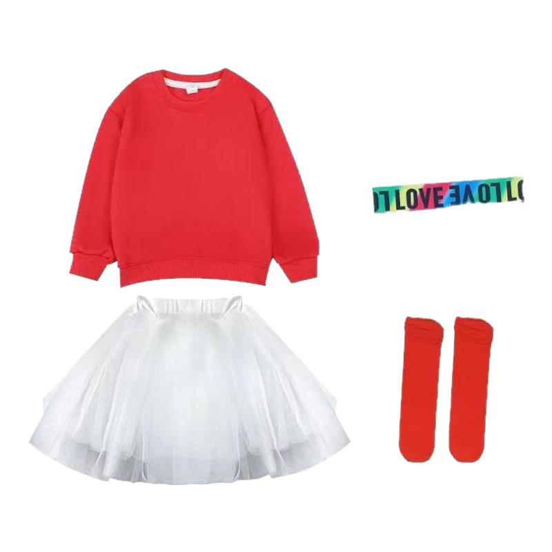 元旦儿童糖果色演出服小学生运动会表演服幼儿园舞蹈卫衣蓬蓬纱裙
