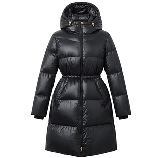 【商场同款】Hazzys哈吉斯中长收腰款羽绒服女冬季外套