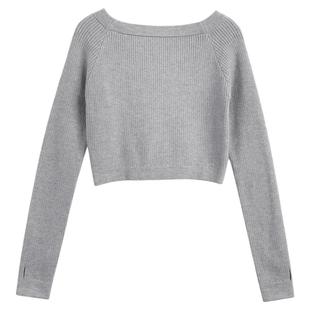 舞蹈服毛衣女成人秋冬长袖芭蕾舞练功服外套一字领体操服针织上衣