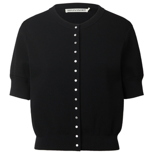 【四空针织系列】IIIVIVINIKO夏新款圆领短袖针织开衫M423707623E