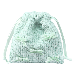 日本进口petit lindo银线针织蝴蝶结化妆包零钱收纳袋优雅小香风