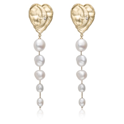 lostinecho爱心月亮长珍珠耳环