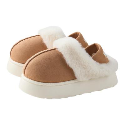 麂皮绒秋冬季居家女棉拖鞋包跟防滑保暖厚底增高两穿半拖外穿棉鞋