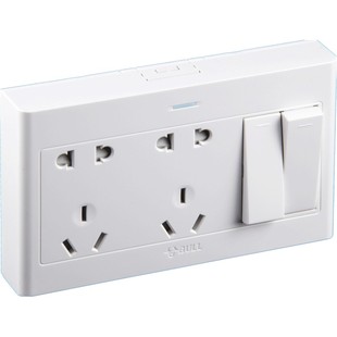 公牛明装二开十孔插座面板家用墙壁明线两开双开单控五孔六孔电源