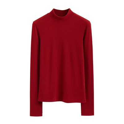 灵芝山羊绒细腻亲肤加绒打底衫 秋冬半高领防风保暖上衣女