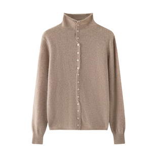 Cashmere~前后两穿~2026早春半高领长袖针织羊绒开衫女士毛衣气质