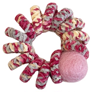 彩色粗毛线电话线发圈女毛毡球发绳高级感高弹力头绳甜美头花发饰