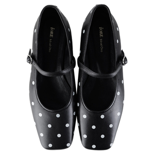 IORE理想矿石设计原创 圆与方的结构美学 波点羊皮平底玛丽珍单鞋