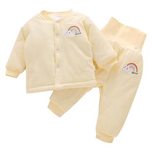 新生婴儿秋冬季夹棉衣服幼儿女宝宝棉袄冬装冬天棉服分体套装加厚