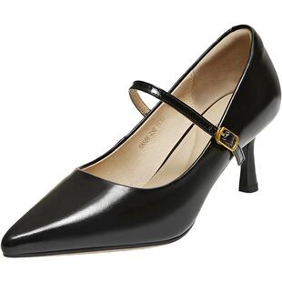 百思图26春新款通勤裸色细跟高跟鞋羊皮浅口单鞋尖头女鞋S6566AQ6