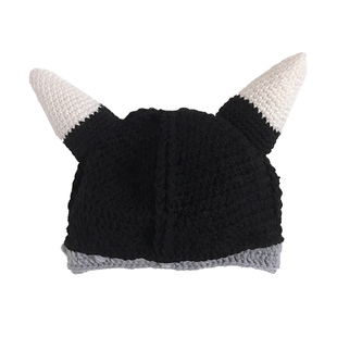 纯手工搞怪派对帽子维京帽海盗牛角帽秋冬针织派对帽毛线帽子可爱