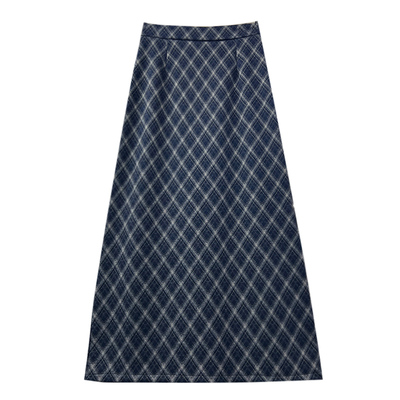 秋冬加绒加厚毛呢格子半身裙女冬季2025新款开叉直筒A字长裙半裙