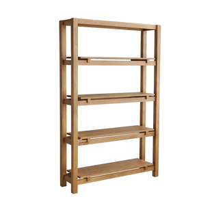 润家家居原木风书架复古实木陈列架侘寂风民宿玄关架收纳展示架