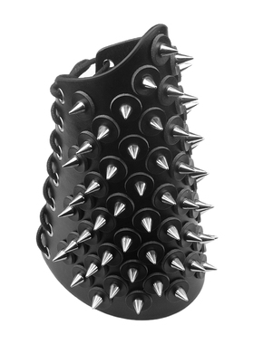 黑色皮圆盘银色圆锥伞形铆钉手链