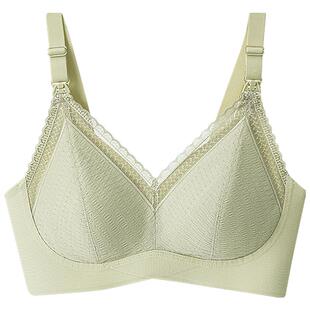 熳洁儿夏季薄款女哺乳文胸薄棉杯蕾丝胸罩收副乳防下垂无痕内衣女