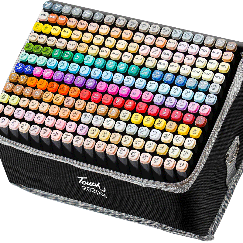 油性双头马克笔美术专用小学生幼儿园彩色记号笔防水不褪色初中生水彩笔画画笔套装涂鸦涂色绘画不透色颜色笔