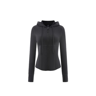 热特姆微塑型时尚高弹修身拉链短外套秋冬女显瘦内搭保暖连帽卫衣