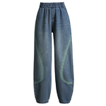 高腰牛仔裤女秋冬灯笼裤显瘦时尚大码宽松阔腿裤洋气中年妈妈裤子