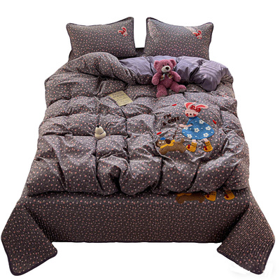 卡通毛巾绣被套水洗棉被罩单件