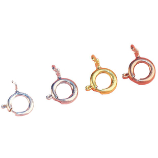 S925纯银镀金色加粗银扣QQ扣圆圈扣实用弹簧扣DIY手链项链连接扣