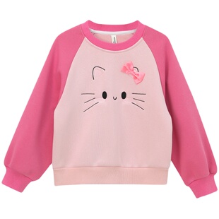 女童加绒卡通卫衣冬装2025新款儿童超洋气网红卫衣女孩套头打底衫