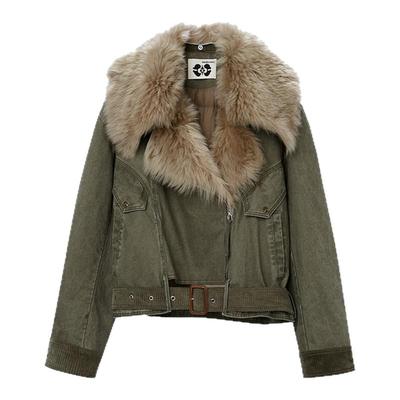 MEDIUM WELL 2025秋冬新款托卡羊毛大翻领羽绒夹克女时尚慵懒外套