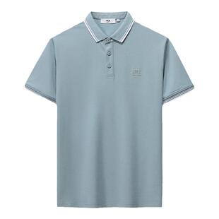 HLA/海澜之家撞色条纹冰丝短袖POLO衫2025夏新舒适弹力透气上衣男