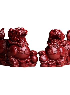 新中式朱砂貔貅摆件一对招财乔迁