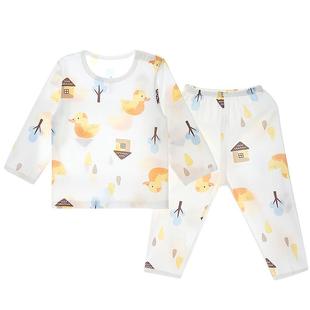 婴儿纯棉内衣套装宝宝长袖睡衣薄款夏儿童空调服薄家居服男童女童