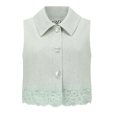 ODTD春夏蕾丝拼接翻领马甲