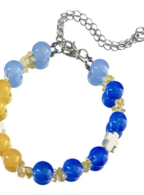 【琉光金蓝】MIES原创油画晕染蓝黄水晶手链精致转运情侣礼物手串