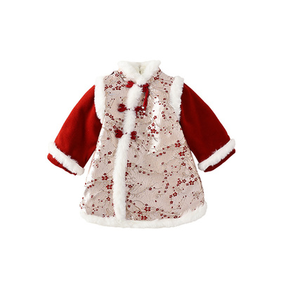 女童汉服夹棉连衣裙冬季新款